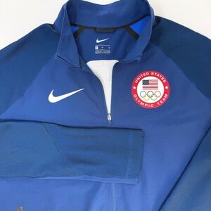 Nike Team USA Olympic Track Jacket‎ Womens Medium Blue Full Zip 807373-451 FLAW